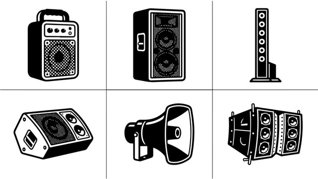Audio Speakers Icons Set Vector Illustration