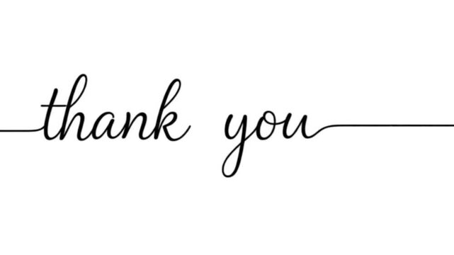 Thank you Script Art: A minimalist design featuring the elegant cursive words thank you elegantly written with a continuous line, conveying gratitude and appreciation.