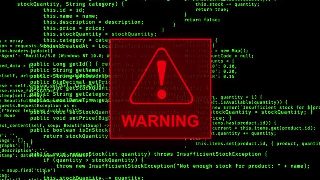Warning message over program code scrolling down - loop