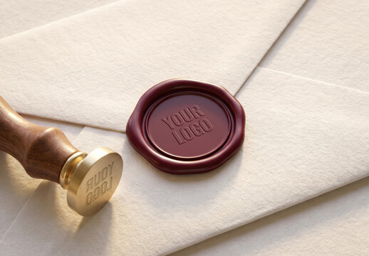 Luxury Envelope with Wax Seal Mockup