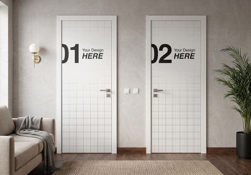 Office Doors Waiting Room Design Mockup