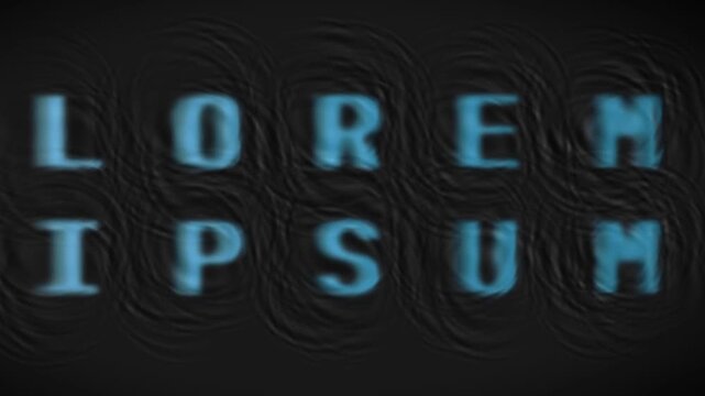 Lorem ipsum text appearing from liquid water ripples on a dark surface
