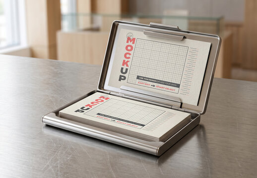 Stainless Steel Business Card Holder Mockup