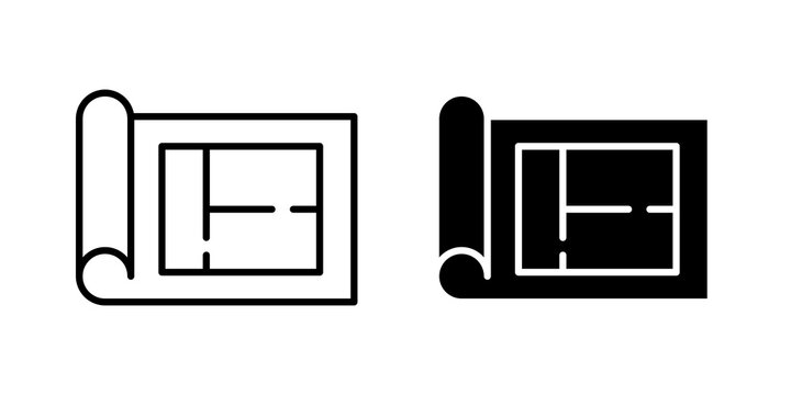 Construction plans icon minimal artwork set