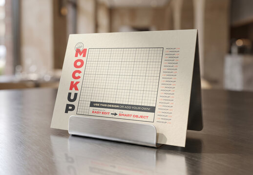 Tabletop Horizontal Reservation Card Mockup