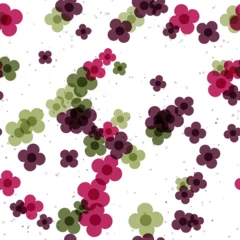Nahtloses Muster in Limette und Rosa mit Margerite und Aster © nico
