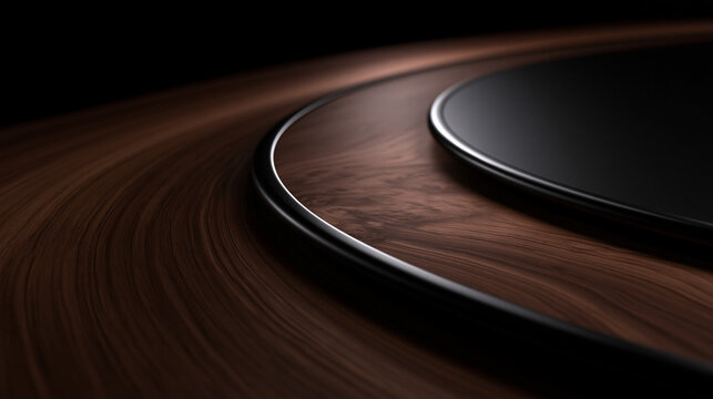 Minimalist Luxury Wooden and Metal Curve Texture Background