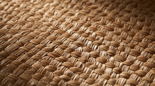 Close-Up of Natural Woven Straw Texture Background