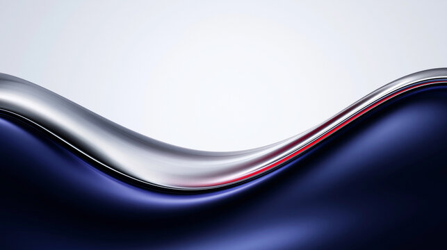 Abstract Metallic Wave Background with Blue and Silver Curves
