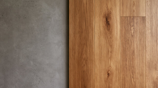 Modern Concrete and Natural Oak Wood Flooring Materials Texture