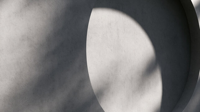 Minimalist Concrete Wall with Curved Geometric Shadow Backdrop