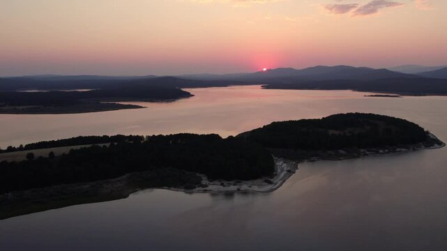Total solar eclipse over Cuerda del Pozo Reservoir in Soria, Spain