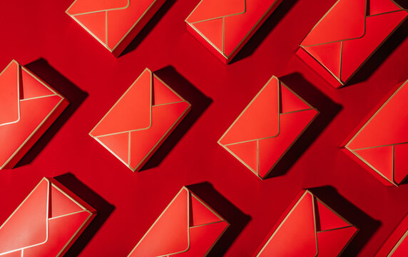 Red envelope pattern with bright gift card concept
