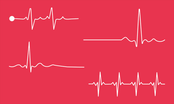 heartbeat ECG monitor waveform set-medical cardiology pulse line icons