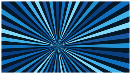 Fototapeta premium Deep blue sunburst background features dark and light radiating rays.
