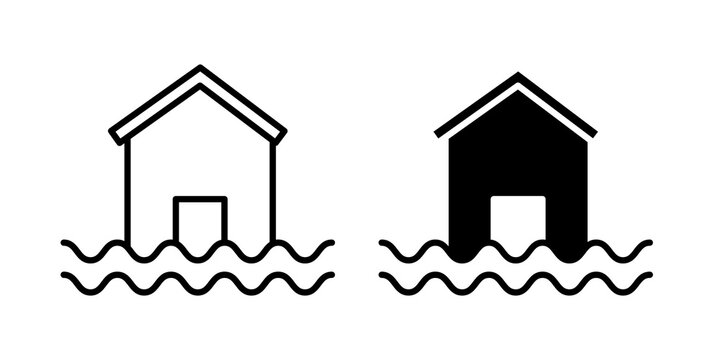 House flood icon vector elements kit