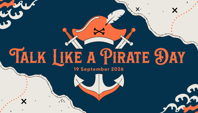 Talk like a pirate day poster banner vector illustration