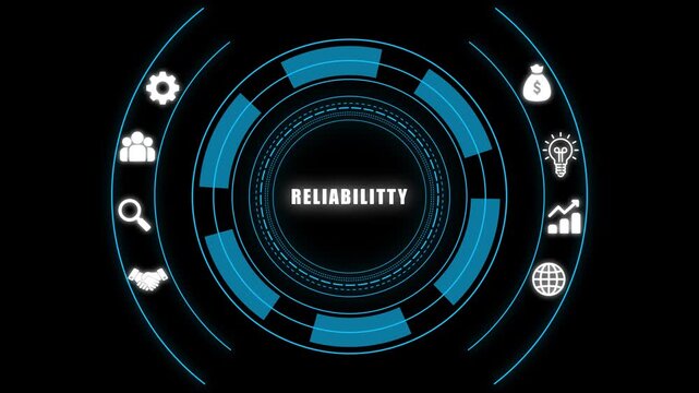 Minimalist business infographic with concentric circles and on dark background white reliability