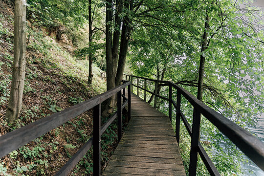 Laumenai educational trail beside Kaunas Lagoon in Lithuania