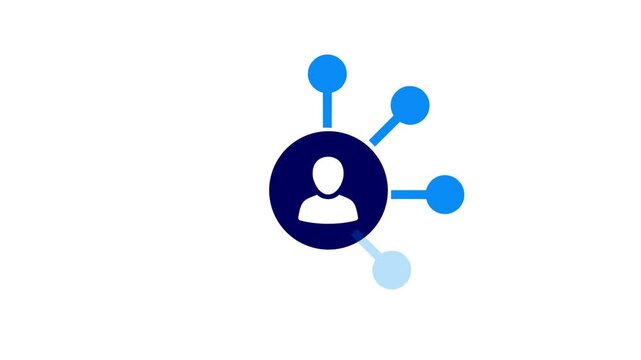Business networking system blue vector icon animation user profile connection digital communication social media people network management technology design
