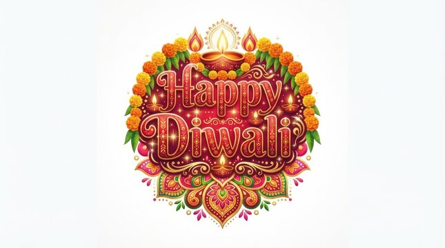 Diwali decorative clay oil lamp with colorful patterns and lit wick on white background traditional lamp handmade lamp candle holder home decor golden accents celebration