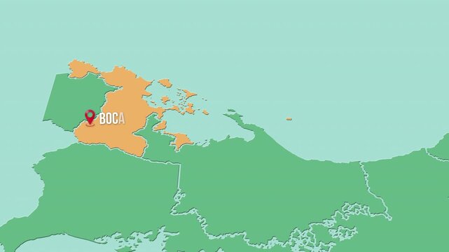 Mapa de Panam&aacute; con divisi&oacute;n pol&iacute;tica resaltando la provincia de Bocas del Toro
