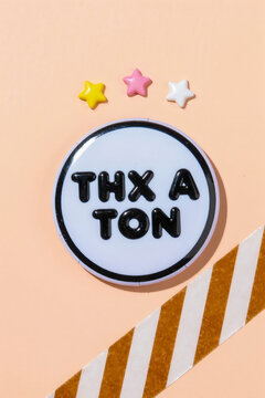 Gen Z thank you card thx a ton pin badge design