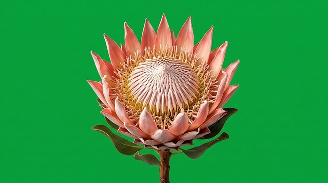 Pink king protea flower bloom isolated on green background stock photo with proteaceae isolated background tropical december gardening