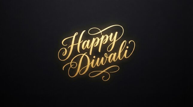 Diwali title text happy diwali celebration greeting in elegant gold calligraphy on dark background with diwali decoration golden text diwali design golden lettering
