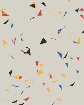 Colorful abstract paper confetti shapes scattered on white background for celebration design