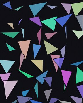 Vibrant stained glass triangle mosaic pattern with colorful geometric abstract background design elements