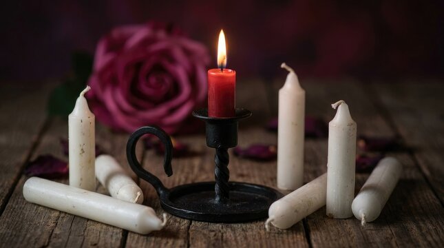 Diwali decorative diya lamp with pink rose petals and lit candles on wooden surface traditional lamp holiday decor pink flowers oil lamp wax candles home decor lighting