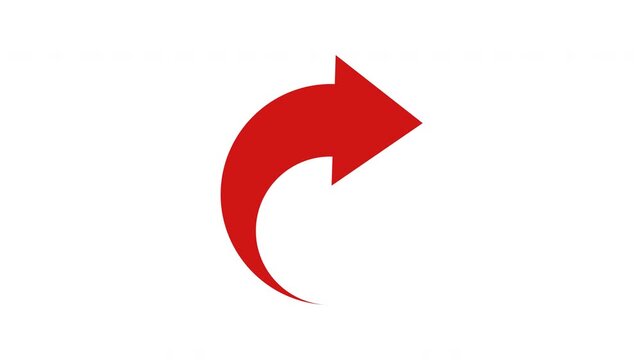 Circle Arrow icon animation. Red curved arrow icon on a white background.