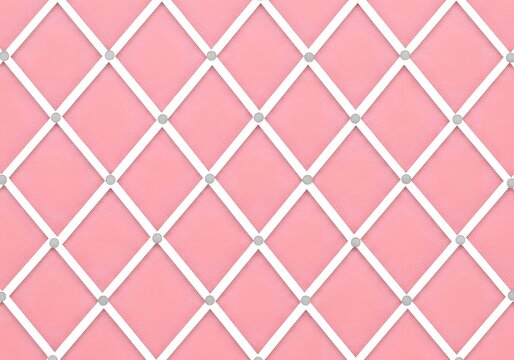 Pink fabric pinboard with diamond tufting pattern and crystal button accents