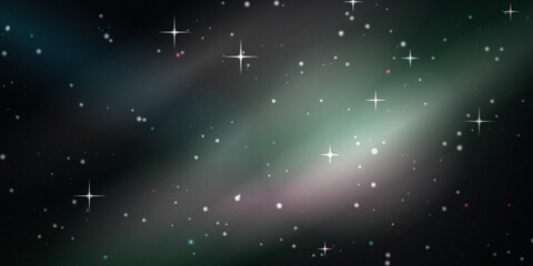 Vibrant outer space background, with glowing twinkling, stars, a colorful, nebula, and distant, galaxies in the, dark night sky © Trendy_Desing