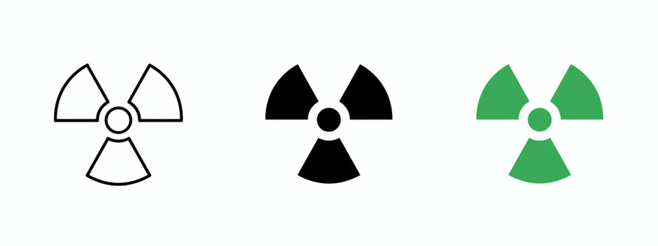 Radiation hazard symbol set, radioactive warning sign, nuclear energy icon
