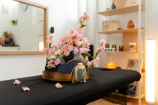 Serene osteopathy massage clinic treatment room interior