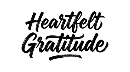 Fototapeta premium Heartfelt gratitude handlettered typography design with elegant brush strokes on a white background for cards posters and inspirational quotes