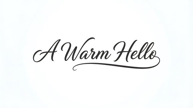 Elegant black calligraphy lettering reading a warm hello on a clean white background for welcoming designs and heartfelt greetings