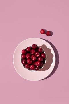 Sweet Picota cherries in bowl from Jerte Valley, Extremadura