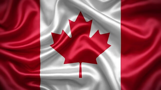 Waving flag of canada with silk texture