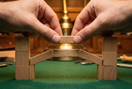 Wooden Bridge Model Symbolizing Teamwork and Connection