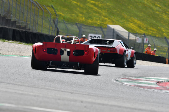 Scarperia, 5 April 2024: Lola T70 Mk 3B Spyder year 1967 in action during Mugello Classic 2024 at Mugello Circuit in Italy.
