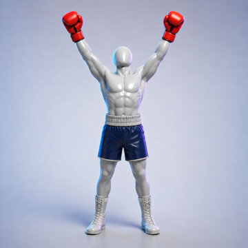 Victorious Boxer with Raised Fists &ndash; Success, Strength and Motivation