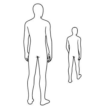 Human body silhouette outline showing scale comparison of two figures