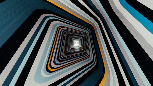 Twisting Geometric Speed Tunnel in Blue and Yellow