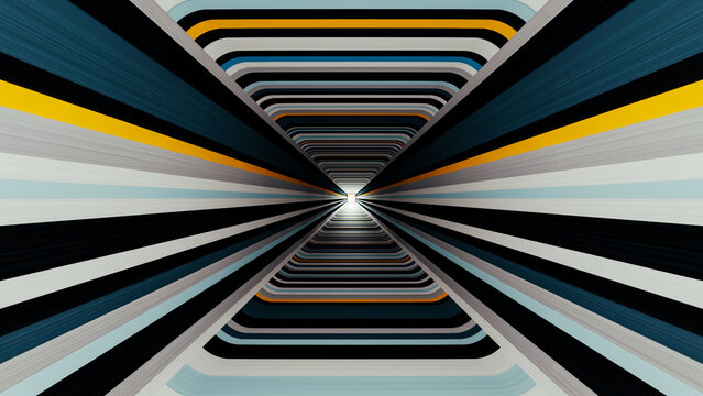Futuristic Blue and Yellow High Speed Tunnel