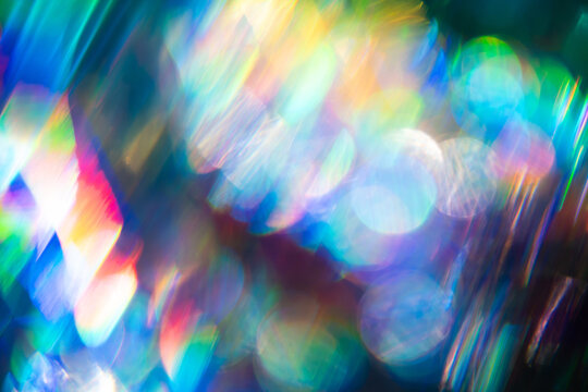 Colorful abstract bokeh light background with prism refraction