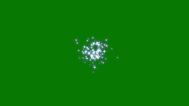 Sparkling stars shine with glowing doodle effects, particle magic tail sparkling glitter star dust animation, fairy sparkle pop-up, twinkle star light durst, on green screen background, 4k video