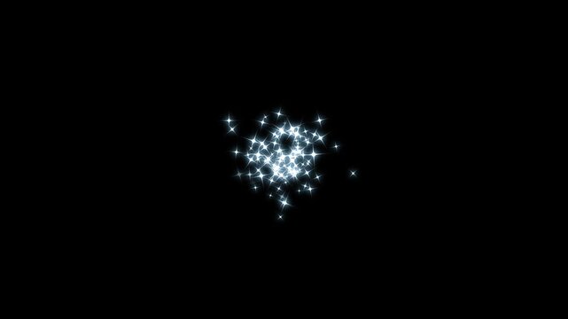 Sparkling stars shine with glowing doodle effects, particle magic tail sparkling glitter star dust animation, fairy sparkle pop-up, twinkle star light durst, on black screen background, 4k video